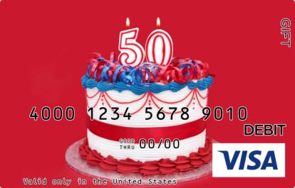 50th Birthday Visa Gift Card Giftcardmall Com