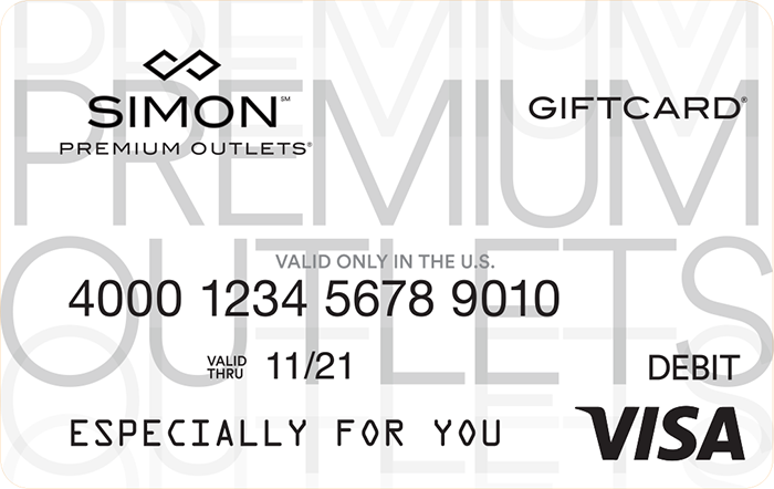 Visa Simon Giftcard Premium Outlets Simon