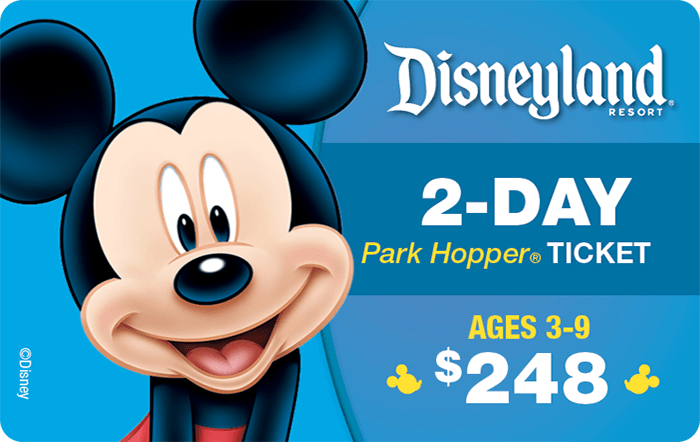 Disneyland® Resort 2-Day Park Hopper® Ticket Ages 3-9 $248