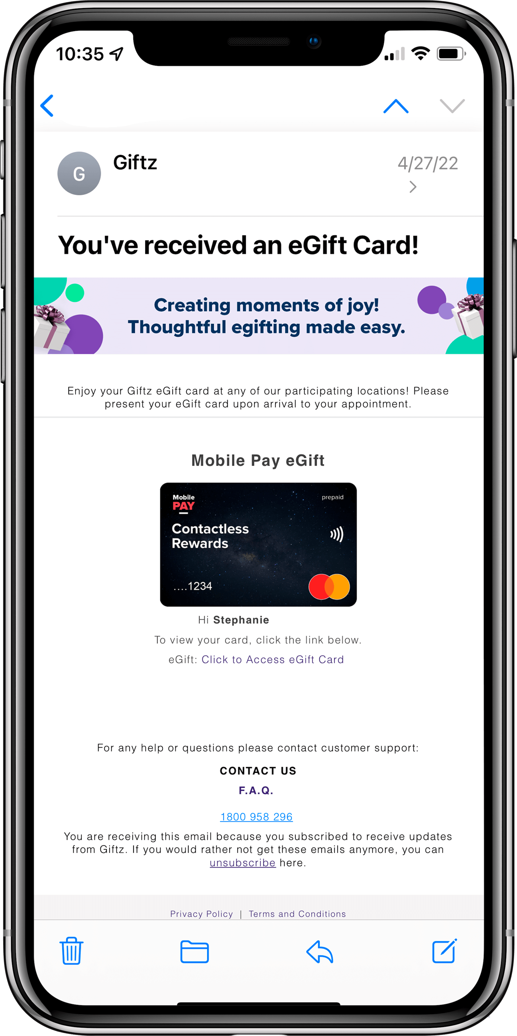 Mobile Pay eGift Card Step 1
