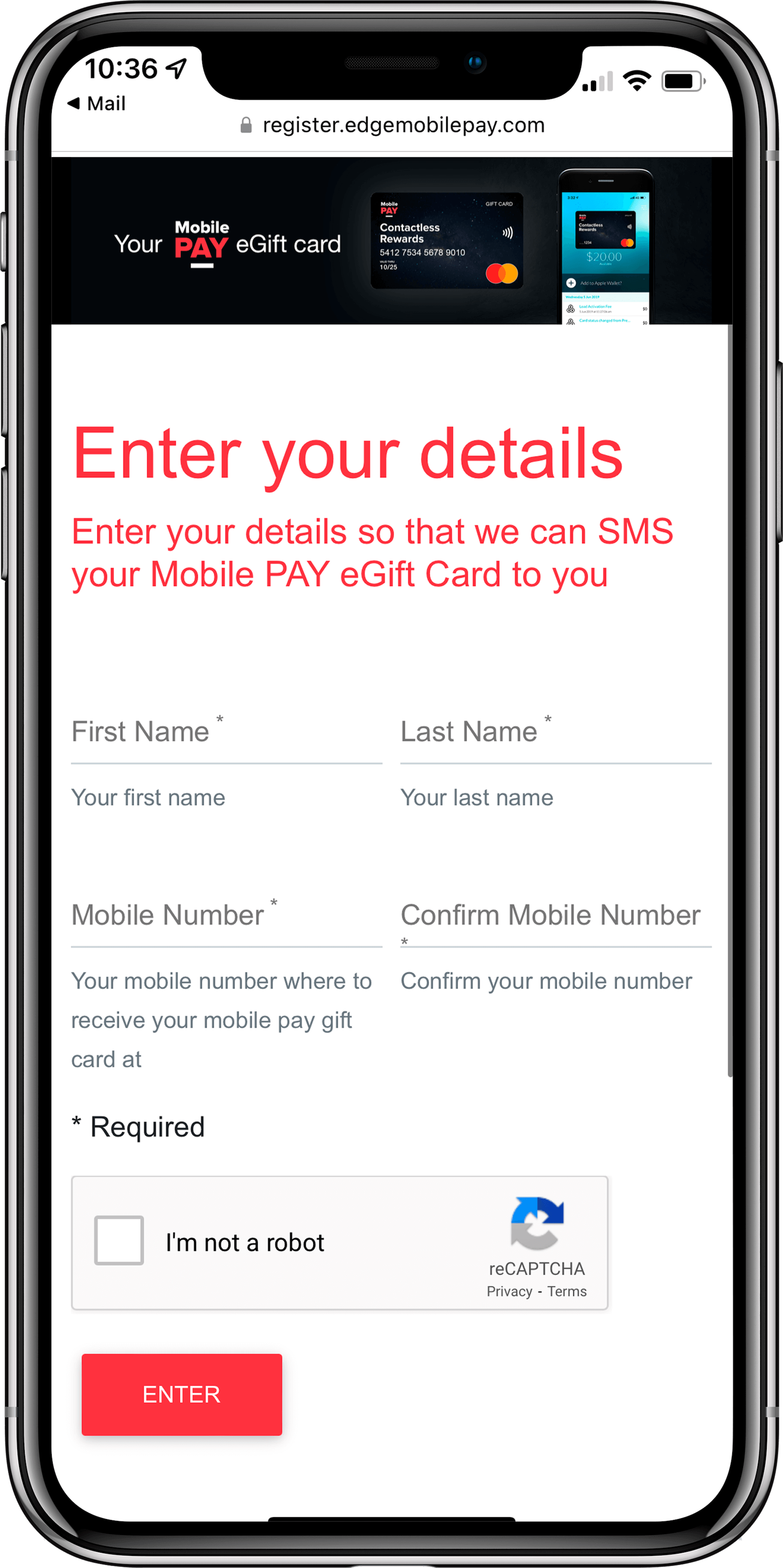Mobile Pay eGift Card Step 2