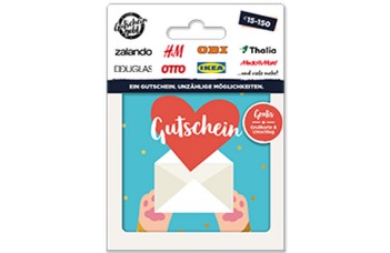 Gutscheingold Herz/Umschlag Geschenkkarte
