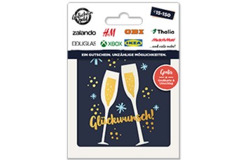 Gutscheingold CHEERS Geschenkkarte Glückwunsch Sektgläser