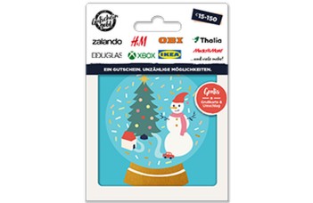 Gutscheingold Schneekugel Geschenkkarte Weihnachten