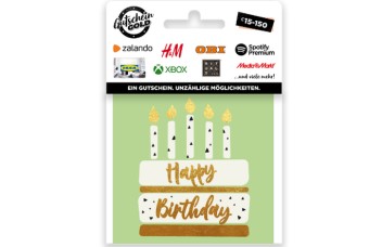 Gutscheingold HAPPY BIRTHDAY Geschenkkarte Torte