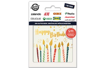 Gutscheingold KERZEN Geschenkkarte Happy Birthday