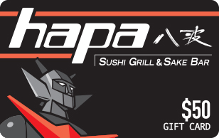 Click to view Hapa Sushi Grill and Sake Bar $50 eGift Hapa Sushi Grill and Sake Bar $50 eGift