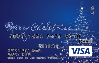 Twinkling Blue Christmas Visa Gift Card
